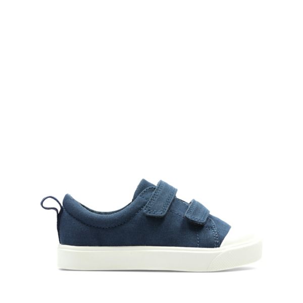 Clarks Girls City Flare Lo Toddler Canvas Navy | CA-3517082
